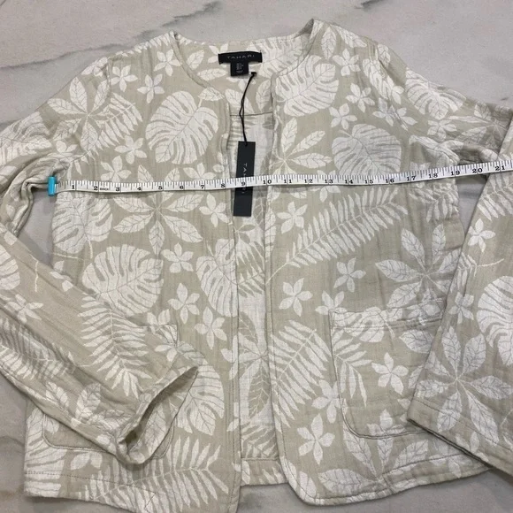 Tahari Jacket size Small Linen Cotten Blend Tan White NWT - Picture 5 of 9